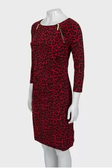 Red dress with animal print
