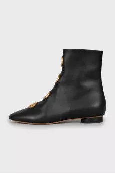 Leather boots with gold decor