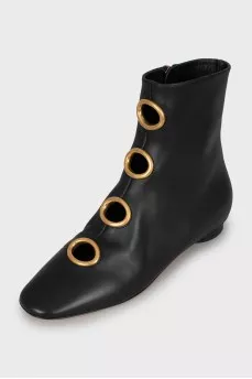 Leather boots with gold decor