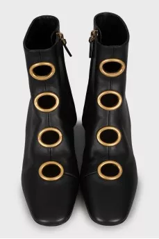 Leather boots with gold decor