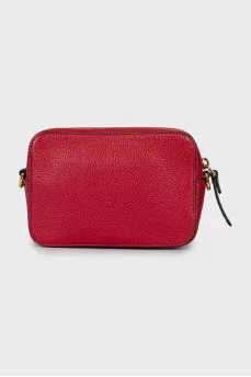 Leather bag with brand logo