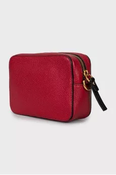 Leather bag with brand logo