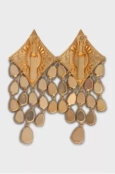 Gold clip earrings with crystals