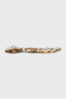 Gold clip earrings with crystals