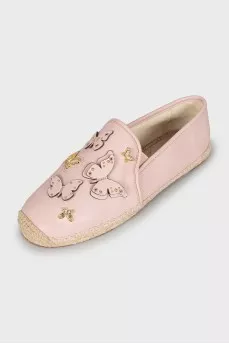 Pink leather espadrilles