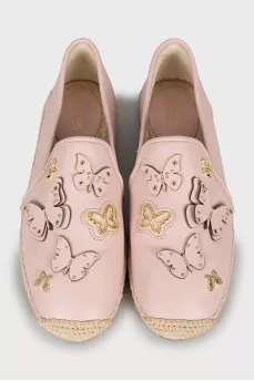 Pink leather espadrilles