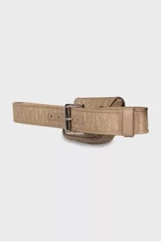 Belt bag made of textile with a signature print