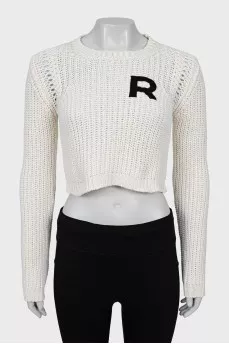 Cropped sweater with logo