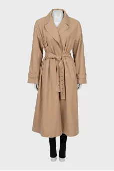 Brown trench coat with belt