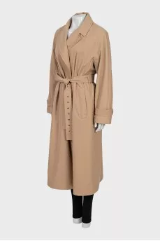 Brown trench coat with belt