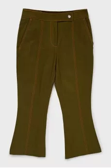 Flared trousers with contrast stitching