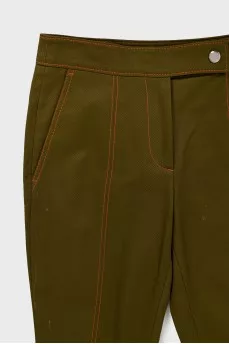 Flared trousers with contrast stitching