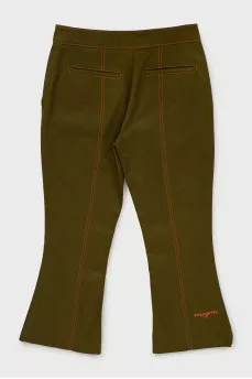 Flared trousers with contrast stitching