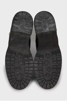 Leather boots with checkered inserts