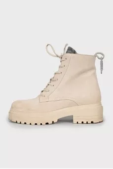 Beige suede boots