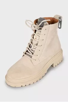 Beige suede boots