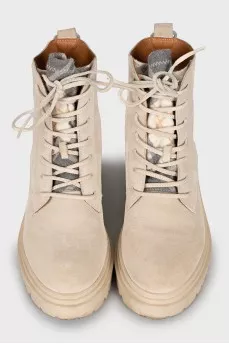 Beige suede boots