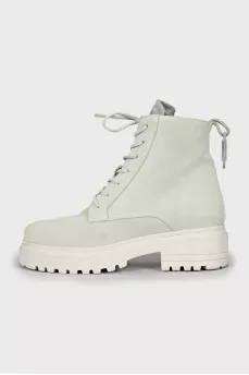 Green suede boots
