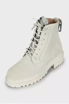 Green suede boots