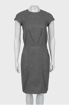 Gray wool dress with short sleeves