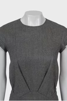 Gray wool dress with short sleeves
