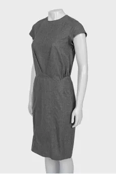 Gray wool dress with short sleeves