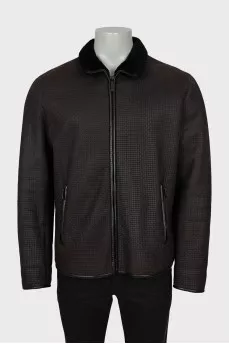 Men's leather and fur jacket