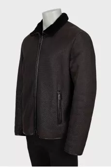 Men's leather and fur jacket