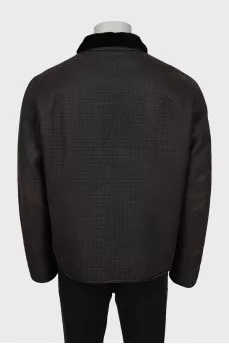 Men's leather and fur jacket