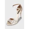 Textile sandals with crystals
