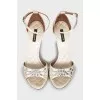 Textile sandals with crystals