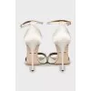 Textile sandals with crystals
