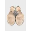 Textile sandals with crystals