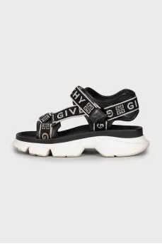 Leather and textile sandals