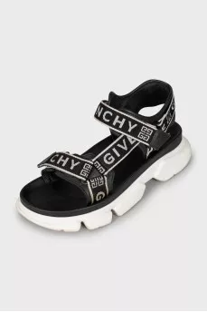 Leather and textile sandals
