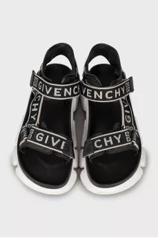 Leather and textile sandals