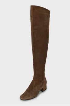 Brown suede over the knee boots