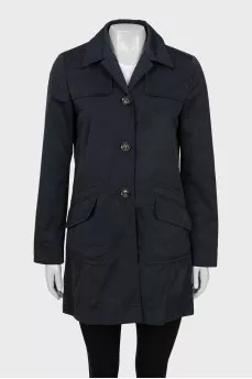 Dark blue raincoat with patch pockets