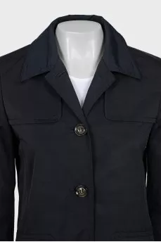 Dark blue raincoat with patch pockets