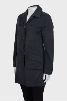 Dark blue raincoat with patch pockets