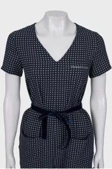 Blue jumpsuit with pockets