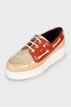 Leather platform loafers