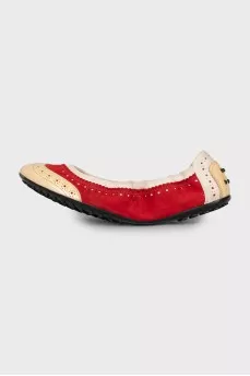 Suede and leather ballet flats
