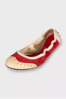 Suede and leather ballet flats