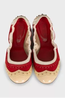 Suede and leather ballet flats