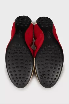 Suede and leather ballet flats