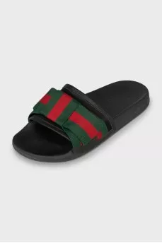 Slippers with textile decor