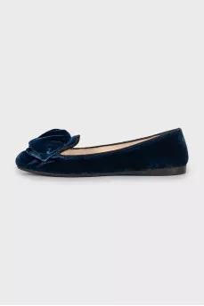Velour ballet flats with logo