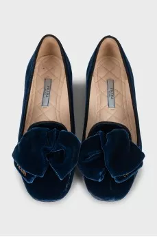 Velour ballet flats with logo