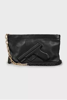 Black embossed leather bag